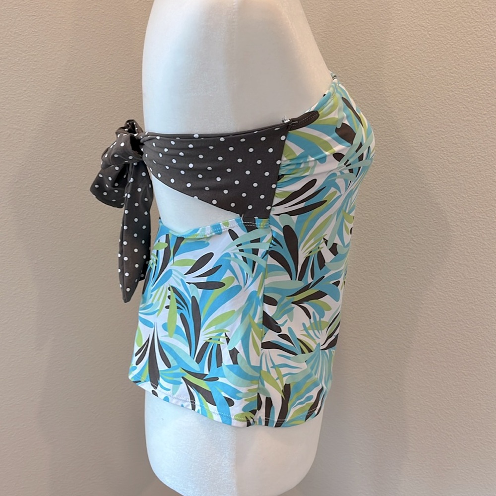 Beach House Swim Tropical Tankini  Brown Aqua Size 10